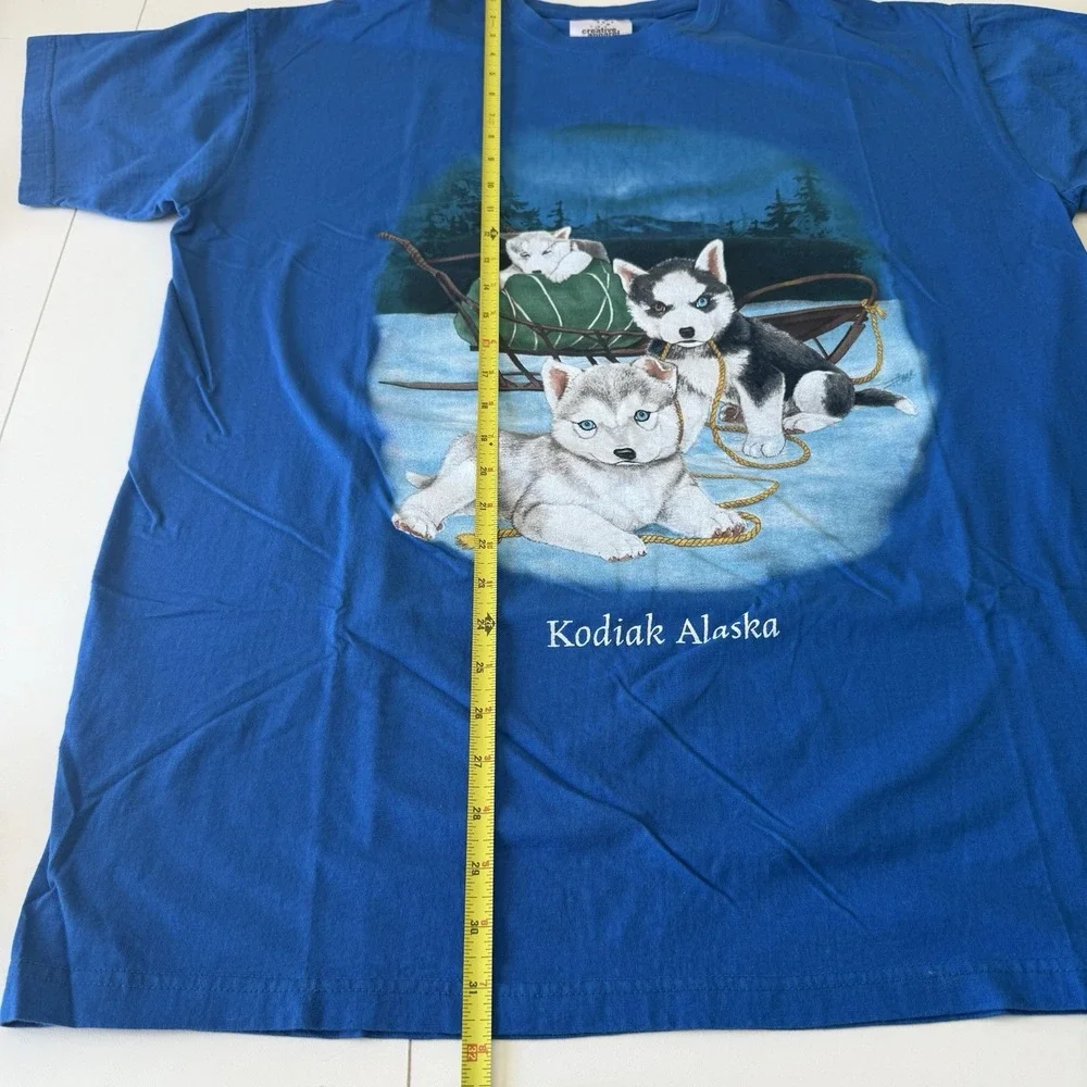 Kodiak Alaska Husky Sled Dog Blue Graphic T Shirt See Measurements For‎ Size
